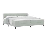 Owoxanthellate Letto a molle, 200 x 200 cm, con materasso e topper, grigio chiaro, moderno letto imbottito in velluto con testiera regolabile, letto matrimoniale king size per camera da letto, stabile