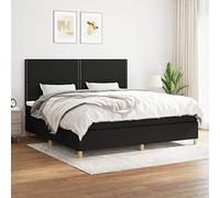 Owoxanthellate Letto a molle 200 x 200 cm, nero con materasso e topper, testiera regolabile in altezza, nucleo a molle insacchettate, rivestimento, camera da letto e camera degli ospiti