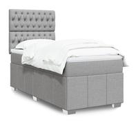 Owoxanthellate Letto a molle 80 x 200 cm, grigio chiaro con materasso a molle insacchettate, testiera regolabile in altezza, illuminazione a LED e porta USB, design moderno per camera da letto e