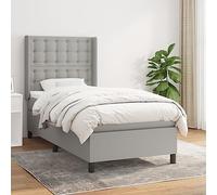 Owoxanthellate Letto a molle, 80 x 200 cm, grigio chiaro, con materasso e topper, testiera regolabile in altezza, per la schiena, medio duro