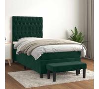 Owoxanthellate Letto a molle, 80 x 200 cm, in velluto verde scuro, testiera regolabile in altezza, con molle insacchettate, media durezza, per camera da letto, camera degli ospiti, camera dei ragazzi