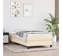 Owoxanthellate Letto a molle 90 x 190 cm, colore crema, letto singolo con materasso a molle insacchettate e topper, moderno letto imbottito, tessuto traspirante, telaio in compensato massiccio, per