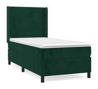 Owoxanthellate Letto a molle, 90 x 190 cm, con materasso a molle insacchettate e topper, letto imbottito in velluto verde scuro con testiera regolabile in altezza, moderno letto singolo per un sonno