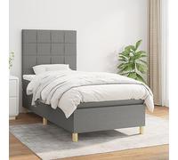 Owoxanthellate Letto a molle 90 x 200 cm, grigio scuro, tessuto singolo, con molle insacchettate, testiera regolabile in altezza, per ospiti giovani, piccolo