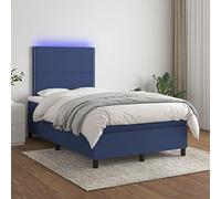 Owoxanthellate Letto a molle a LED, 120 x 200 cm, in tessuto blu, con materasso a molle insacchettate e illuminazione cambia colore, design moderno, struttura robusta per camera da letto, camera dei