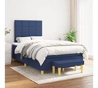 Owoxanthellate Letto a molle blu, 120 x 200 cm, in tessuto, regolabile in altezza, materasso a molle insacchettate e panchina, design moderno, per camera da letto, camera degli ospiti, camera dei