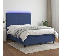Owoxanthellate Letto a molle blu, 140 x 200 cm, con illuminazione a LED e materasso a molle insacchettate, testiera regolabile in altezza, moderno letto imbottito per camera da letto, camera degli