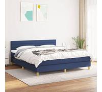 Owoxanthellate Letto a molle blu, 180 x 200 cm, con materasso a molle insacchettate e topper, testiera regolabile in altezza, moderno letto imbottito per camera da letto, camera degli ospiti