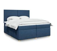 Owoxanthellate Letto a molle blu, 200 x 200 cm, materasso a molle insacchettate, testiera regolabile in altezza, rete a doghe, camera da letto