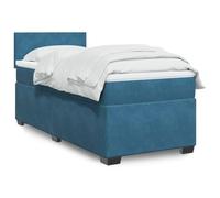 Owoxanthellate Letto a molle blu, 90 x 200 cm, in velluto con materasso a molle insacchettate, illuminazione a LED e cuscino rimovibile, design moderno, per camera dei ragazzi, camera degli ospiti