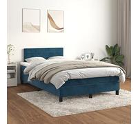 Owoxanthellate Letto a molle blu scuro, 120 x 200 cm, testiera in velluto, regolabile in altezza, con materasso a molle insacchettate, 20 cm, durezza media e topper per camera da letto, camera dei