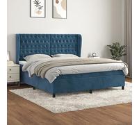 Owoxanthellate Letto a molle, blu scuro, 160 x 200 cm, in velluto, con testiera regolabile, con topper, design moderno, per camera da letto, camera degli ospiti e camera d'albergo