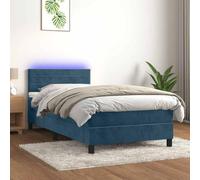 Owoxanthellate Letto a molle blu scuro velluto 80 x 200 cm con illuminazione a LED e testiera regolabile, design moderno e spazio per camera dei ragazzi, camera degli ospiti