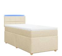 Owoxanthellate Letto a molle completamente crema, 80 x 200 cm, rivestimento in tessuto, materasso a molle insacchettate, illuminazione a LED, design moderno, robusto e confortevole, per piccole camere