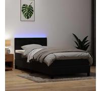 Owoxanthellate Letto a molle con LED nero, 80 x 220 cm, materasso e cuscino in velluto, testiera regolabile in altezza, per camera da letto, camera degli ospiti, camera dei ragazzi