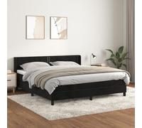 Owoxanthellate Letto a molle con materasso, 180 x 200 cm, velluto nero, testiera regolabile in altezza, molle insacchettate, durezza media, design moderno per camera da letto e camera degli ospiti