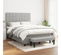 Owoxanthellate Letto a molle con materasso e panchina, 203 x 144 cm, grigio chiaro, con molle insacchettate per dormire, design moderno e durata per camera da letto e camera degli ospiti