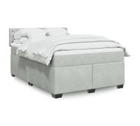 Owoxanthellate Letto a molle con materasso, grigio chiaro, in velluto, 140 x 190 cm, con anima a LED, design moderno, per camera da letto e camera degli ospiti