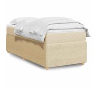 Owoxanthellate Letto a molle con materasso, letto singolo, 100 x 200 cm, tessuto crema, con molle insacchettate, comfort durante il sonno, robusto telaio per camera da letto e camera degli ospiti