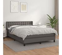 Owoxanthellate Letto a molle grigio 140 x 190 cm ecopelle con testiera regolabile in altezza e materasso a molle insacchettate, 193 x 147 x 78/88 cm, design moderno per camera da letto, camera degli