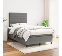 Owoxanthellate Letto a molle, grigio scuro, 120 x 200 cm, con materasso a molle insacchettate e cuscino, testiera regolabile in altezza, moderno letto imbottito per camera da letto, camera degli
