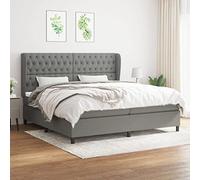 Owoxanthellate Letto a molle, grigio scuro, 200 x 200 cm, con materasso a molle insacchettate, testiera regolabile in altezza, moderno letto imbottito, rivestimento in tessuto per camera da letto e