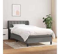 Owoxanthellate Letto a molle, grigio scuro, 80 x 200 cm, con materasso a molle insacchettate e topper, testiera regolabile in altezza, per una notte ergonomica, design moderno