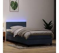 Owoxanthellate Letto a molle, grigio scuro, 80 x 210 cm, velluto con LED e materasso, testiera regolabile in altezza, per camera dei ragazzi, camera degli ospiti