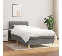 Owoxanthellate Letto a molle, grigio scuro, 90 x 190 cm, con molle insacchettate e testiera regolabile in altezza, moderno letto singolo compatto per camera degli ospiti, camera dei ragazzi o piccola