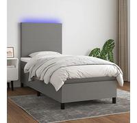 Owoxanthellate Letto a molle grigio scuro 90 x 190 cm LED singolo con materasso e topper, testiera regolabile in altezza, moderno letto per camera da letto e camera dei ragazzi