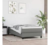Owoxanthellate Letto a molle, grigio scuro, 90 x 200 cm, con materasso e topper, per letto singolo, camera degli ospiti, camera dei ragazzi, facile da montare per camera da letto, camera degli ospiti