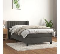 Owoxanthellate Letto a molle grigio scuro con 100 x 200 cm, materasso in velluto, testiera regolabile in altezza, media durezza H2, supporto per camera da letto, camera dei ragazzi