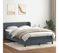 Owoxanthellate Letto a molle, grigio scuro, in velluto, 140 x 220 cm, con materasso e topper, testiera regolabile in altezza, struttura in legno, design moderno per camera da letto, camera degli