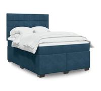 Owoxanthellate Letto a molle in velluto blu, 160 x 200 cm, con materasso a molle insacchettate, illuminazione a LED, testiera regolabile in altezza e collegamento USB per camera da letto, camera degli