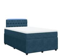 Owoxanthellate Letto a molle in velluto blu con materasso 120 x 190 cm, con molle insacchettate, illuminazione a LED, design moderno, sonno rilassante per camera dei ragazzi, camera degli ospiti