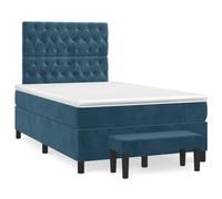 Owoxanthellate Letto a molle in velluto blu scuro, 120 x 190 cm, con materasso e panchina, design moderno per camera da letto e camera degli ospiti