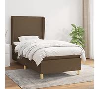 Owoxanthellate Letto a molle, marrone scuro, 100 x 200 cm, con materasso e topper, testiera regolabile in altezza, in tessuto, design moderno, per camera da letto, letto degli ospiti