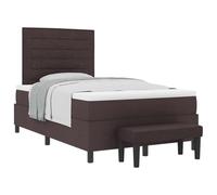 Owoxanthellate Letto a molle marrone scuro, 120 x 200 cm, in tessuto con materasso e panchina, per camera da letto, camera degli ospiti, letto per anziani, durevole, design moderno