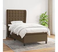 Owoxanthellate Letto a molle marrone scuro 90 x 190 cm con testiera regolabile in tessuto robusto e materasso a molle insacchettate, design moderno per camera da letto, camera degli ospiti, camera dei