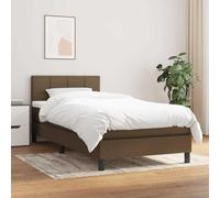 Owoxanthellate Letto a molle, marrone scuro, 90 x 200 cm, testiera regolabile in altezza, materasso a molle insacchettate e topper, set completo per camera singola, camera dei ragazzi, camera degli