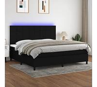 Owoxanthellate Letto a molle nere con materasso a molle insacchettate e LED, 200 x 200 cm, moderno letto imbottito per camera da letto, camera degli ospiti e camera dei ragazzi