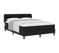 Owoxanthellate Letto a molle nero 140 x 190 cm in tessuto con materasso e topper, testiera regolabile in altezza, pino massiccio, pieghevole, adatto per camera da letto e camera degli ospiti