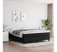 Owoxanthellate Letto a molle nero 160 x 200 cm con materasso e topper per una camera da letto moderna, tessuto resistente, superficie di appoggio media, adatto per dormire schiena e pancia