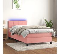 Owoxanthellate Letto a molle rosa, 100 x 200 cm, in velluto con illuminazione a LED, altezza regolabile, per camera da letto, set di mobili di lusso