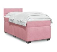 Owoxanthellate Letto a molle rosa, 100 x 200 cm, in velluto, illuminazione a LED, con molle insacchettate, set completo, design moderno, per camera da letto, camera degli ospiti, camera dei ragazzi