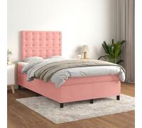 Owoxanthellate Letto a molle rosa, 120 x 200 cm, materasso e topper, set testiera regolabile in altezza, per un sonno rilassato e una camera da letto moderna
