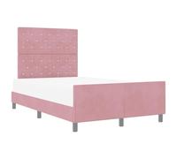 Owoxanthellate Letto a molle rosa, 120 x 200 cm, piccolo letto matrimoniale in velluto, con rete a doghe in legno massiccio, 2 altezze, testiera, design moderno, robusto e durevole, per camera da