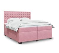 Owoxanthellate Letto a molle rosa velluto 200 x 200 LED testiera regolabile in altezza con molle insacchettate letto matrimoniale con materasso e cuscino, design moderno per dormire e camera degli