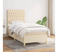 Owoxanthellate Letto a molle singolo, color crema, 90 x 190 cm, altezza regolabile, materasso a molle insacchettate, durezza media, design moderno, per camera da letto, camera dei ragazzi e camera
