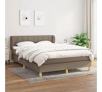 Owoxanthellate Letto a molle, tortora, 140 x 190 cm, in tessuto, design moderno, con materasso a molle insacchettate e topper per la schiena, testiera regolabile in altezza, per camera da letto